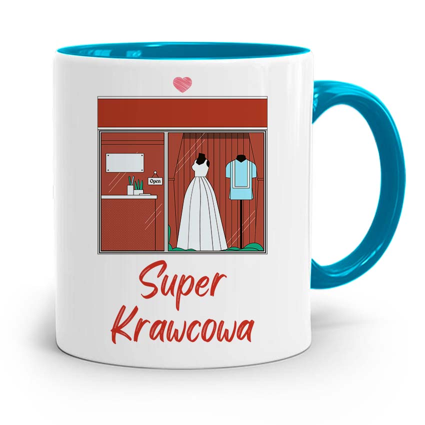 Kubek Błękitny Krawcowej Krawca Super Krawcowa Z Nadrukiem Ze Zdjęciem