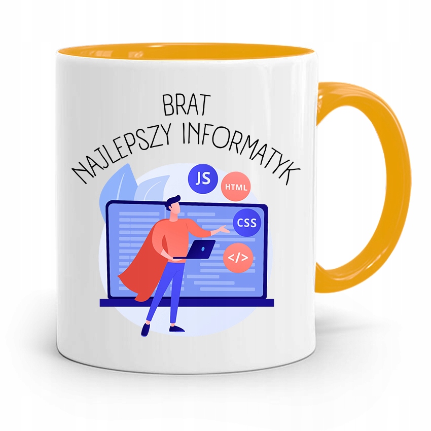 Kubek Żółty Dla Brata Dziecka Najlepszy Informatyk Z Nadrukiem Ze Zdjęciem