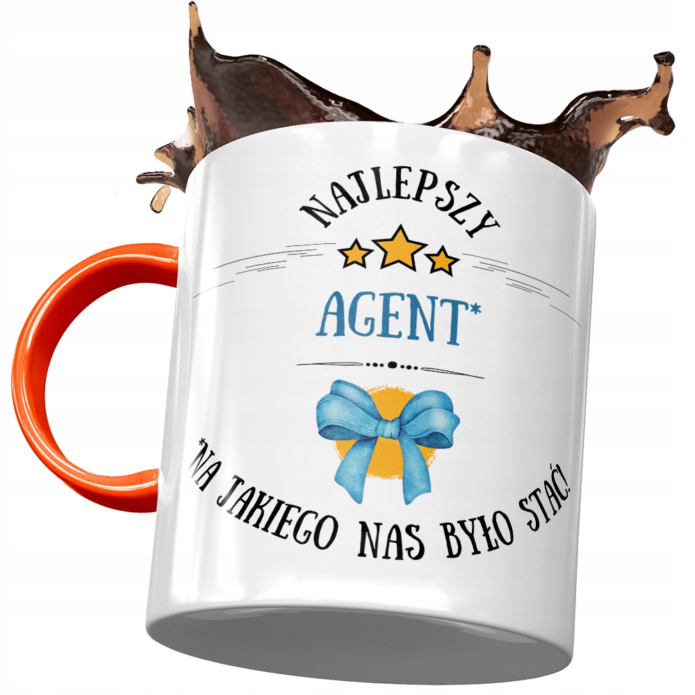 Kubek Pomarańczowy Dla Agenta Najlepszy Agent Z Nadrukiem Ze Zdjęciem