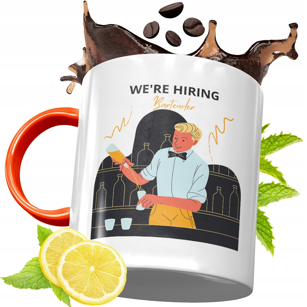 Kubek Pomarańczowy Dla Barmana Prezent Z Nadrukiem Ze Zdjęciem