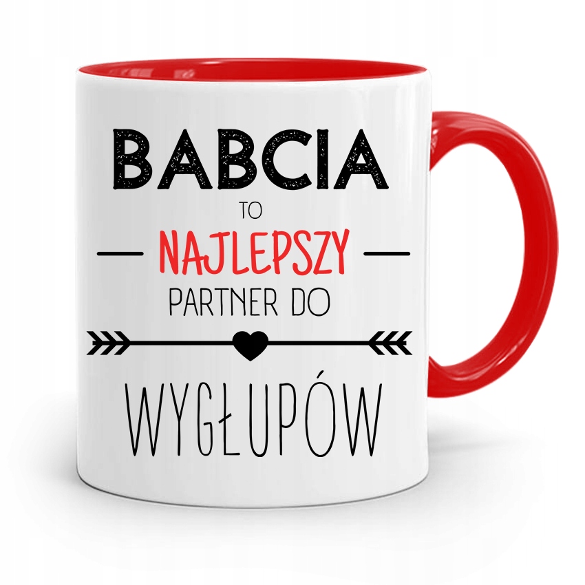 Kubek Czerwony Dla Babci Najlepszy Partner Z Nadrukiem Ze Zdjęciem