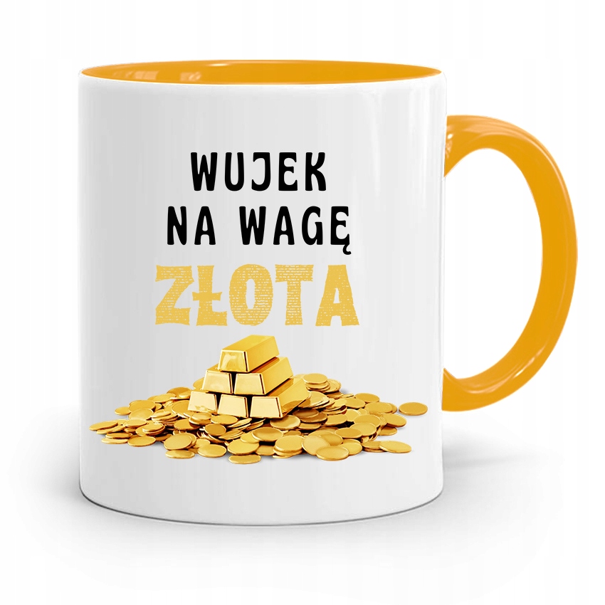 Kubek Żółty Prezent Dla Wujka Wujek Na Wage Złota Z Nadrukiem Ze Zdjęciem