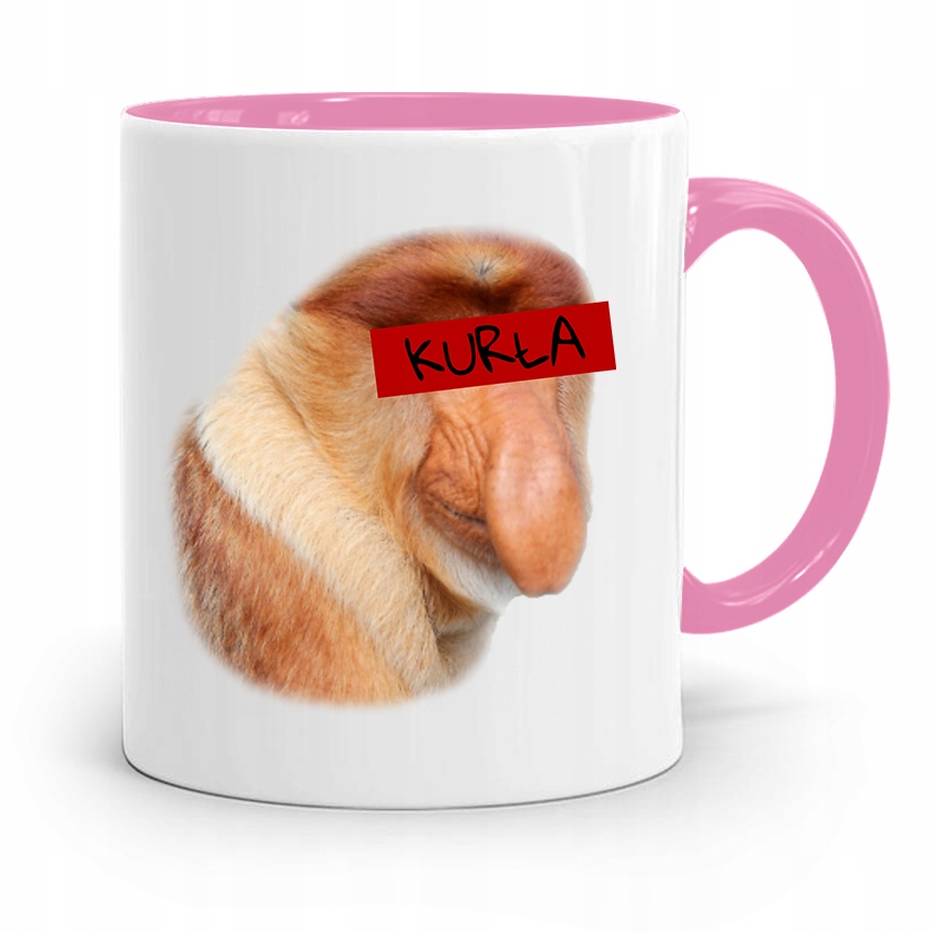 Kubek Różowy Nosacz Janusz Polak Kurła Prezent Z Nadrukiem Ze Zdjęciem