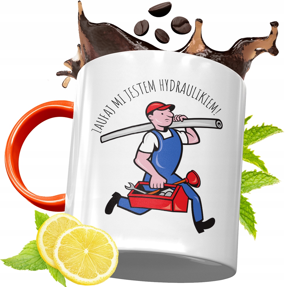 Kubek Pomarańczowy Dla Hydraulika Prezent Z Nadrukiem Ze Zdjęciem