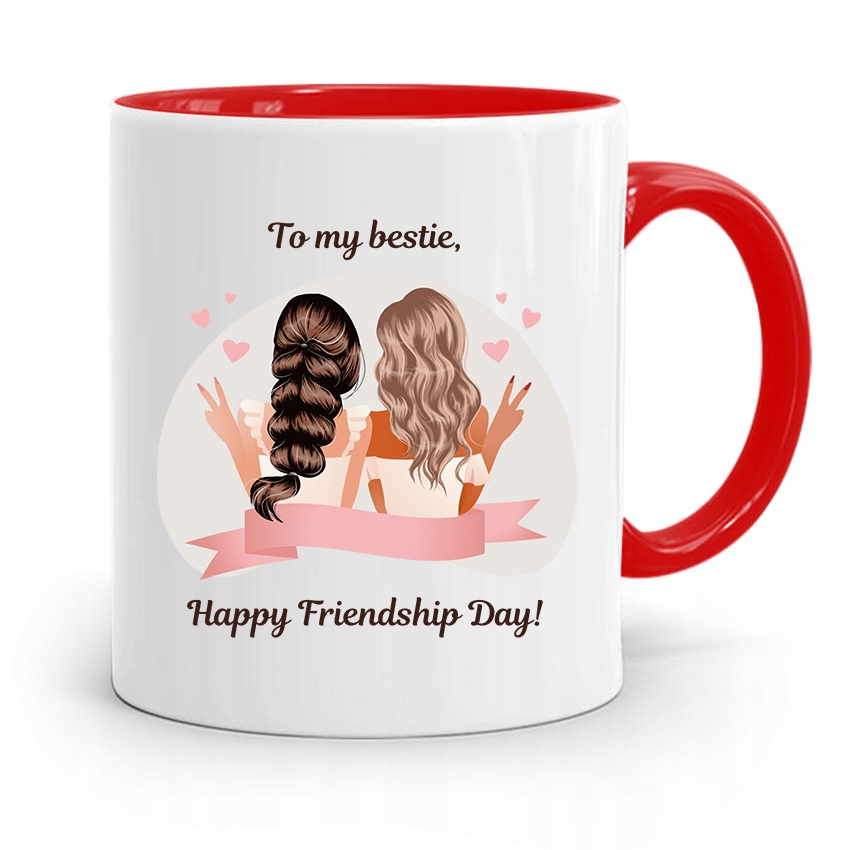 Kubek Czerwony Przyjaciela Happy Friendship Day Z Nadrukiem Ze Zdjęciem