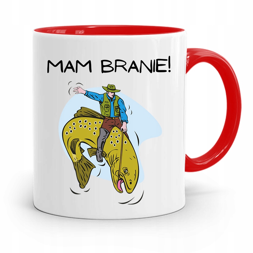 Kubek Czerwony Wędkarza Mam Branie! Prezent Z Nadrukiem Ze Zdjęciem