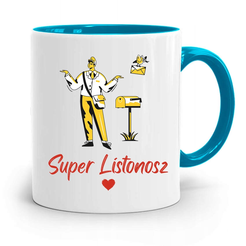 Kubek Błękitny Prezent Dla Listonosza Super Z Nadrukiem Ze Zdjęciem