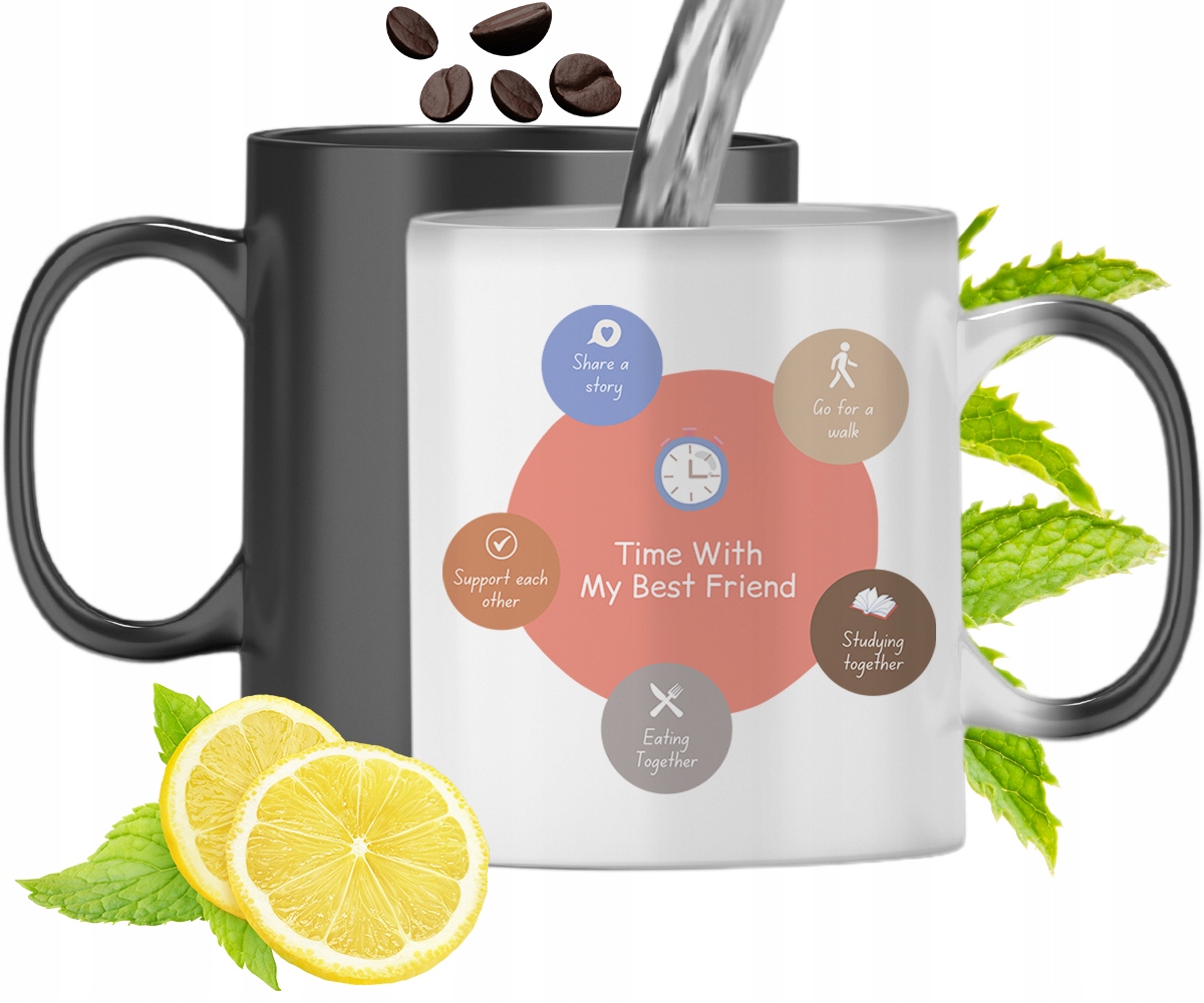 Kubek Magiczny Dla Przyjaciela Zmieniający Kolor Z Nadrukiem Ze Zdjęciem