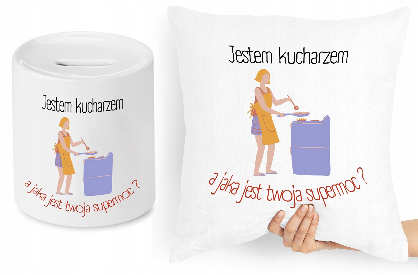 Dla Kucharza Zestaw Poduszka + Skarbonka Prezent Z Nadrukiem Ze Zdjęciem