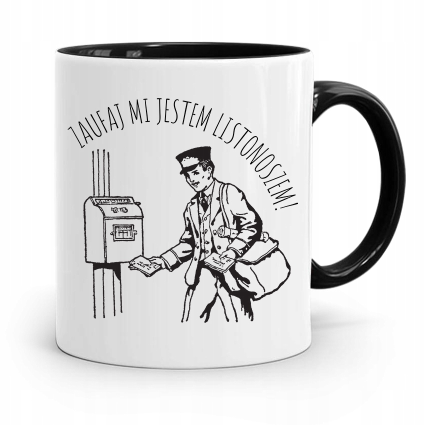 Kubek Czarny Dla Listonosza Zaufaj Mi! Prezent Z Nadrukiem Ze Zdjęciem