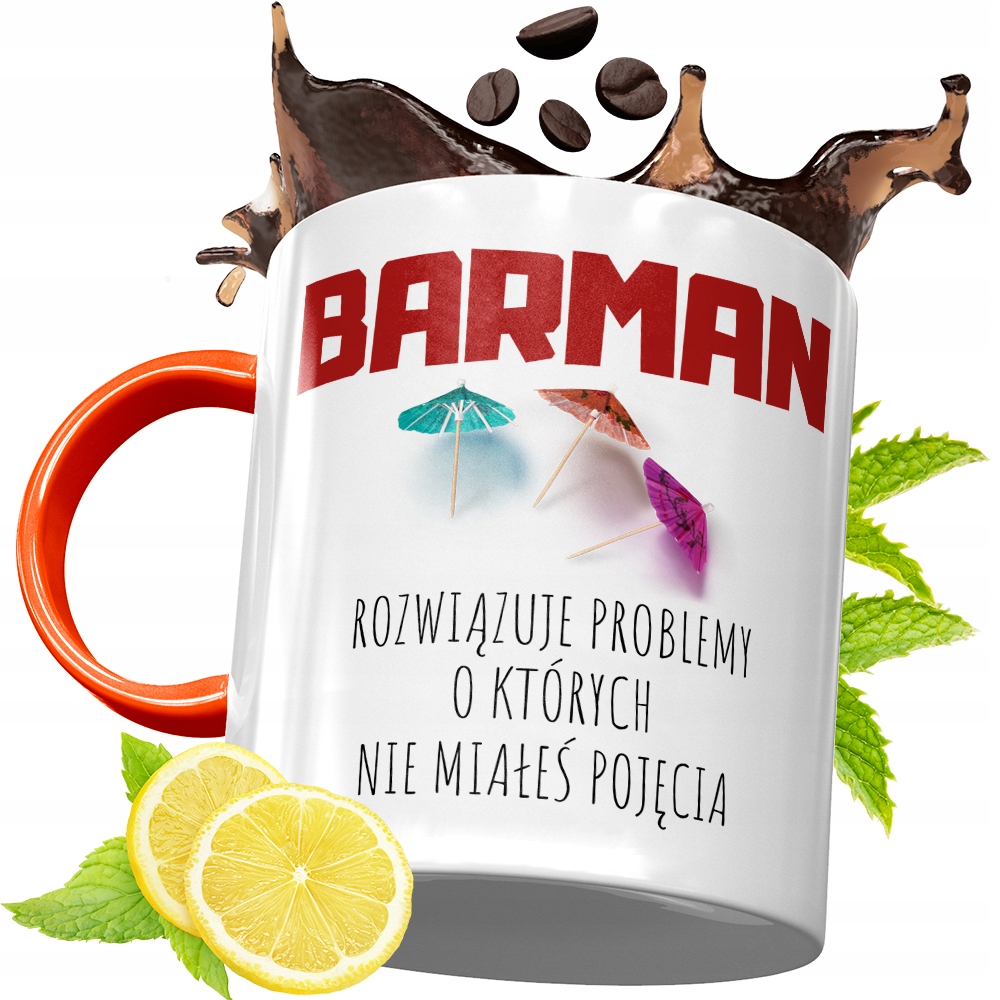 Kubek Pomarańczowy Dla Barmana Prezent Z Nadrukiem Ze Zdjęciem