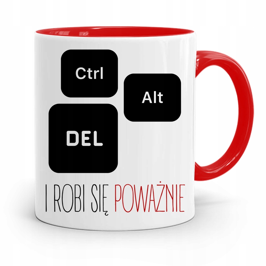 Kubek Czerwony Informatyka Programisty Ctrl Alt Z Nadrukiem Ze Zdjęciem