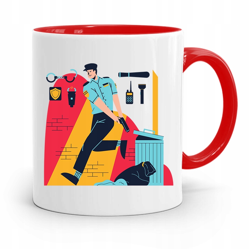 Kubek Czerwony Prezent Dla Policjanta Policjantki Z Nadrukiem Ze Zdjęciem