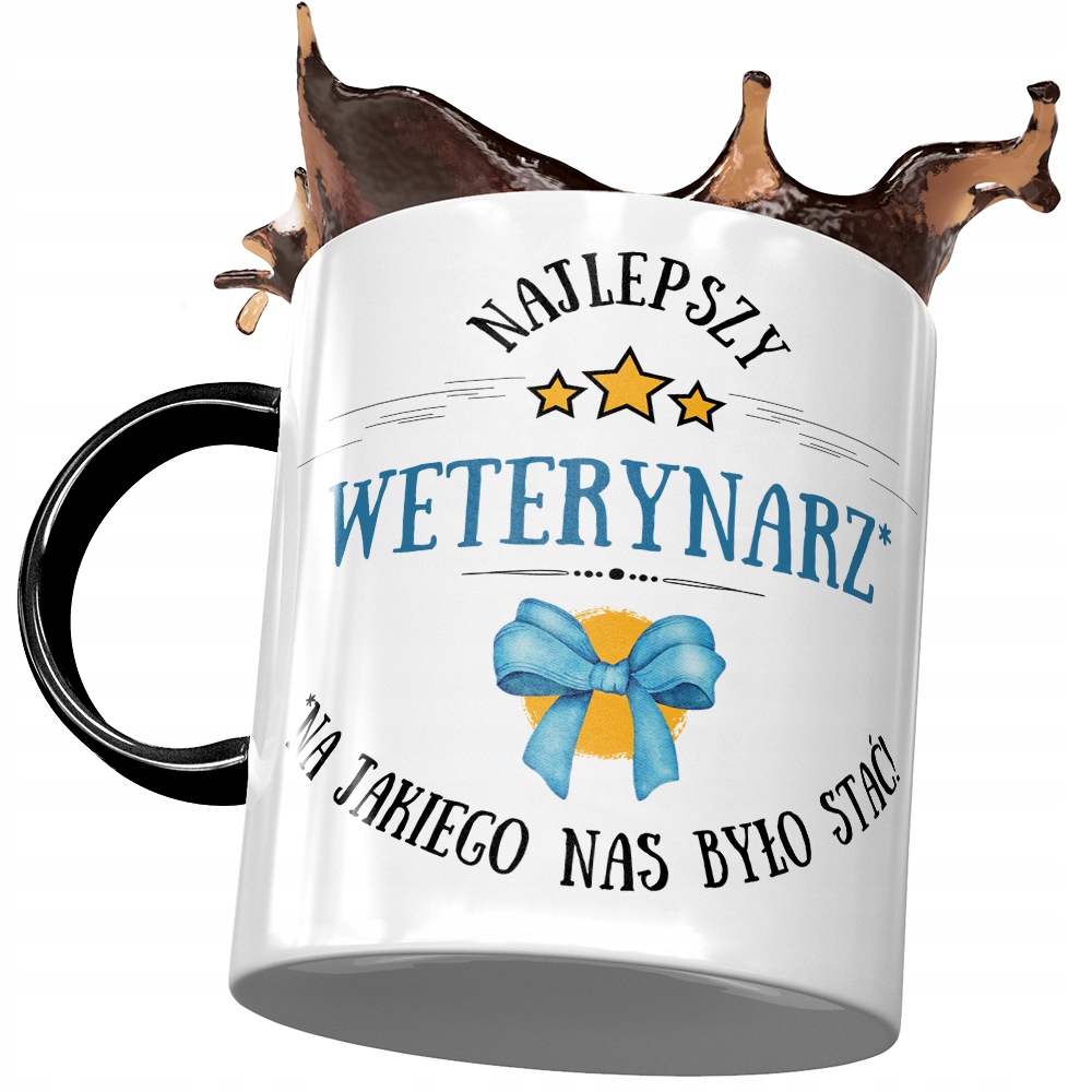 Kubek Czarny Dla Weterynarza Najlepszy Weterynarz Z Nadrukiem Ze Zdjęciem