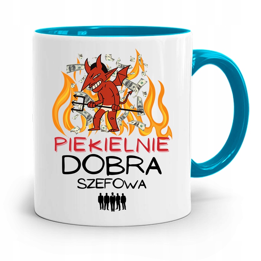 Kubek Błękitny Dla Szefa Piekielnie Dobra Prezent Z Nadrukiem Ze Zdjęciem