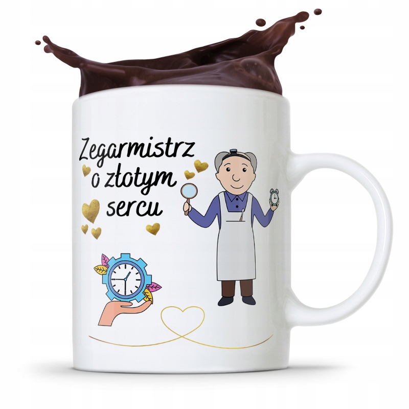Kubek Prezent Dla Zegarmistrza O Złotym Sercu Z Nadrukiem Ze Zdjęciem