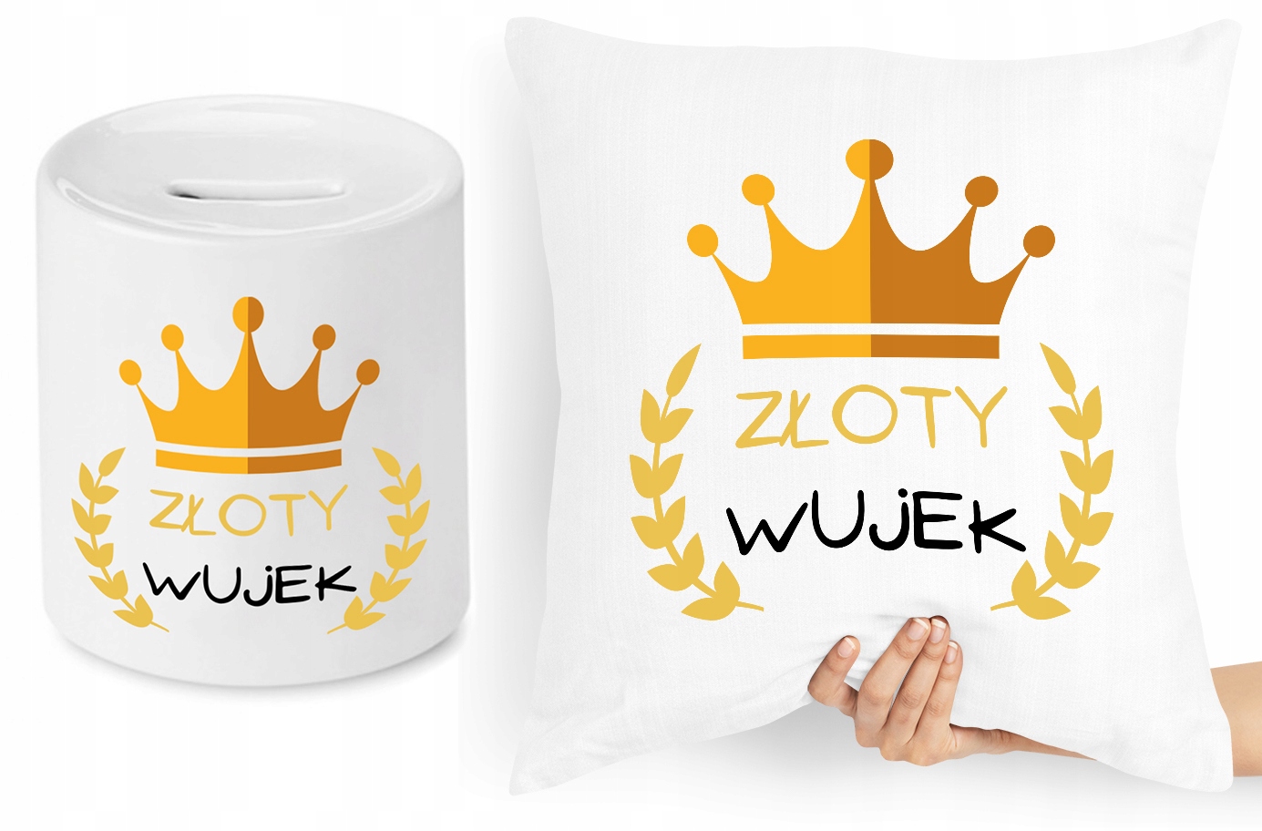 Dla Wujka Zestaw Poduszka + Skarbonka Prezent Z Nadrukiem Ze Zdjęciem