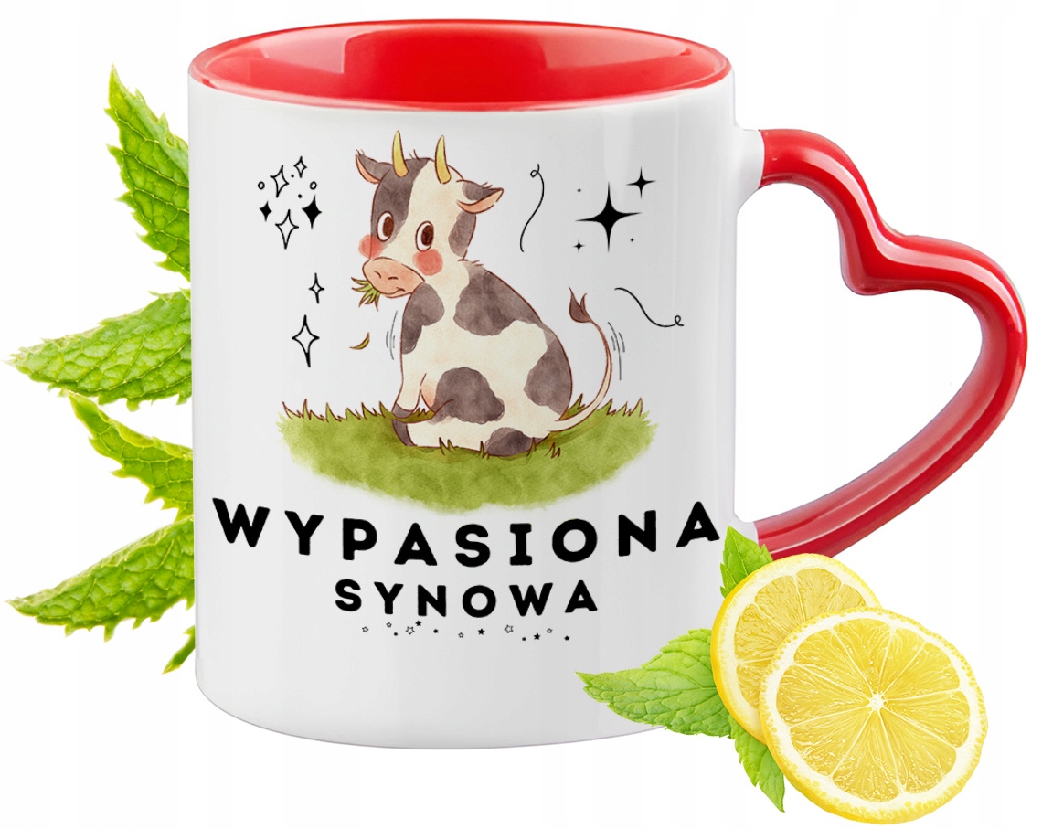 Dla Synowej Kubek Czerwony Z Uszkiem W Kształcie Serca Na Prezent