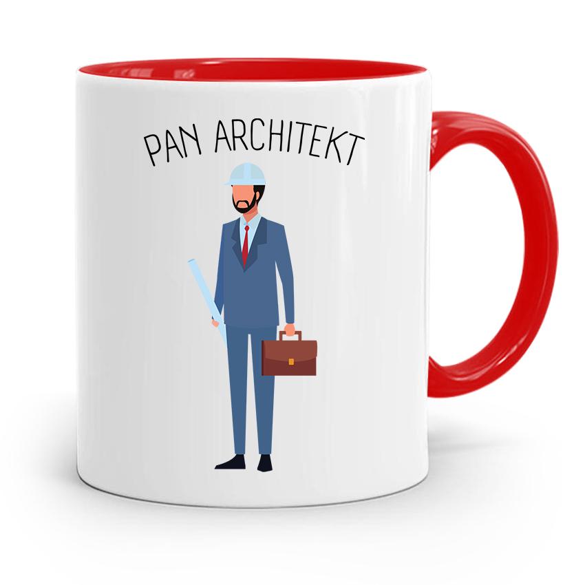 Kubek Czerwony Architekta Pan Architekt Prezent Z Nadrukiem Ze Zdjęciem