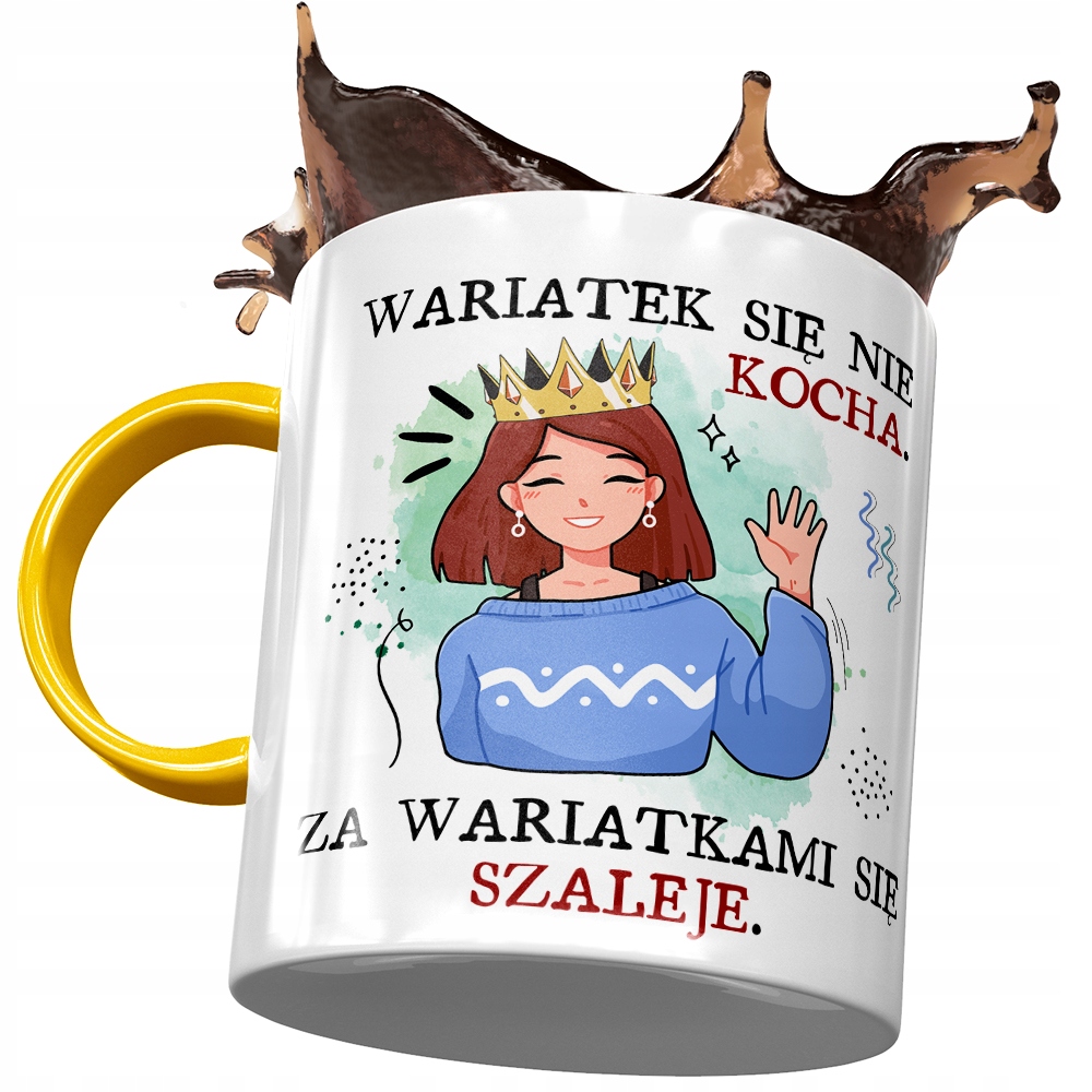 Kubek Żółty Śmieszny Wariatek Się Nie Kocha Z Nadrukiem Ze Zdjęciem