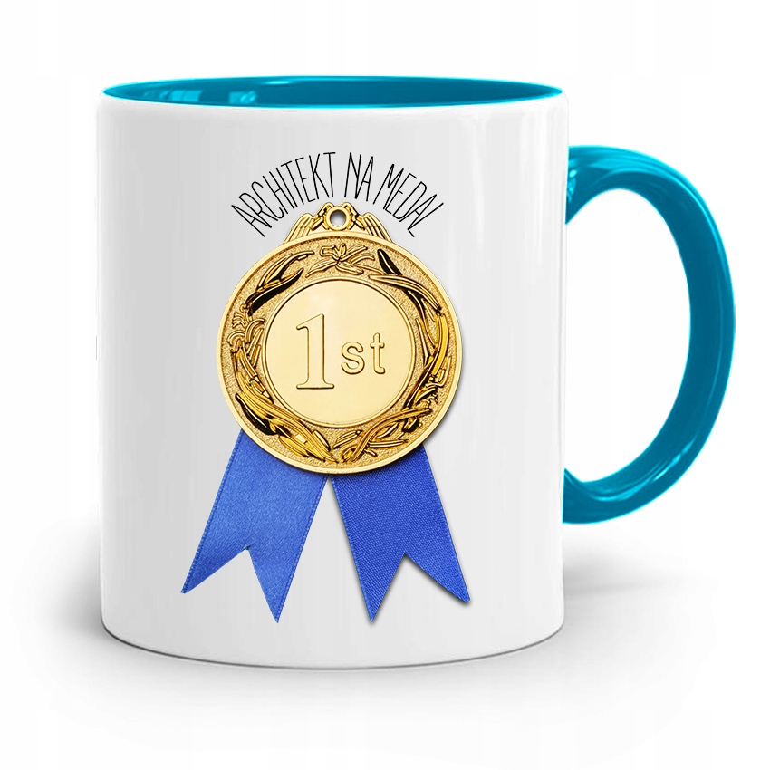 Kubek Błękitny Architekta Na Medal Prezent Z Nadrukiem Ze Zdjęciem