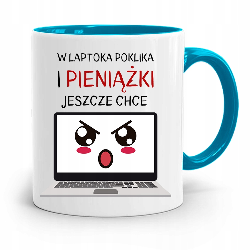 Kubek Błękitny Informatyka Piniążki Chce Prezent Z Nadrukiem Ze Zdjęciem