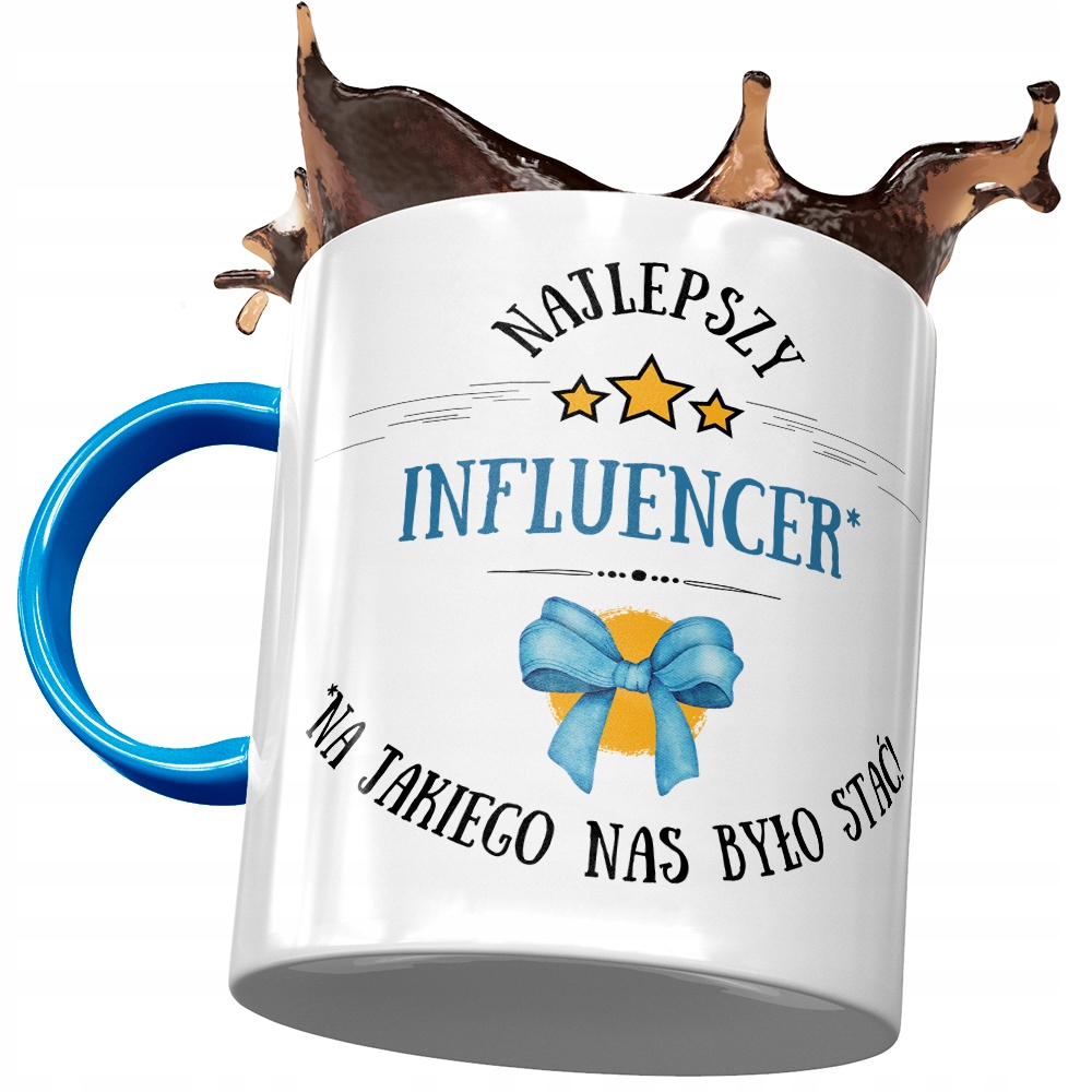 Kubek Błękitny Dla Influencera Najlepszy Prezent Z Nadrukiem Ze Zdjęciem