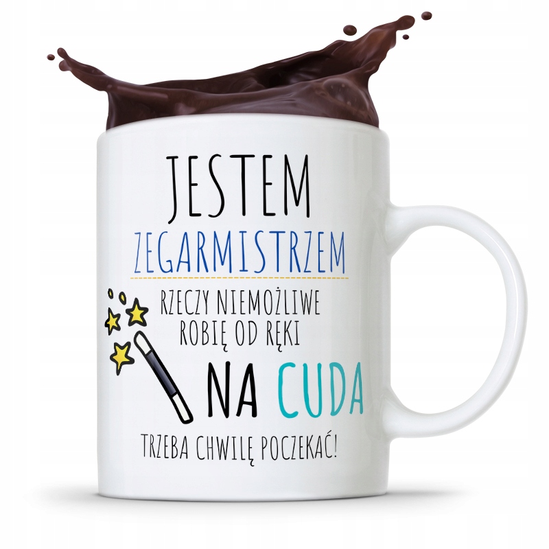 Kubek Prezent Zegarmistrza Na Cuda Trzeba Poczekać Z Nadrukiem Ze Zdjęciem