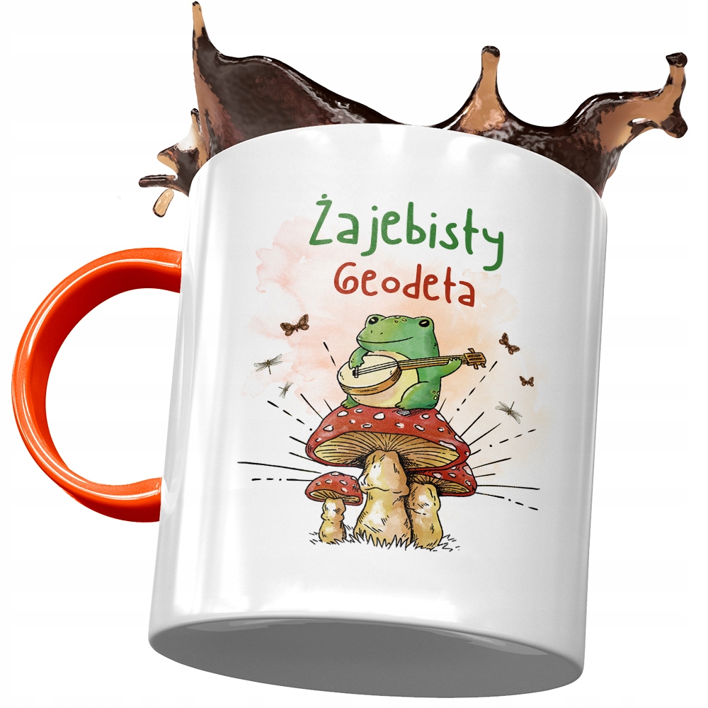 Kubek Pomarańczowy Dla Geodety Żajebisty Geodeta Z Nadrukiem Ze Zdjęciem