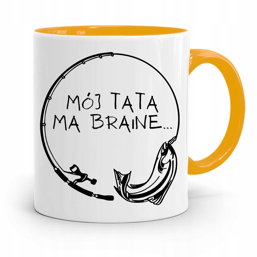 Kubek Żółty Dzień Ojca Dla Taty Mój Tata Ma Branie Z Nadrukiem Ze Zdjęciem