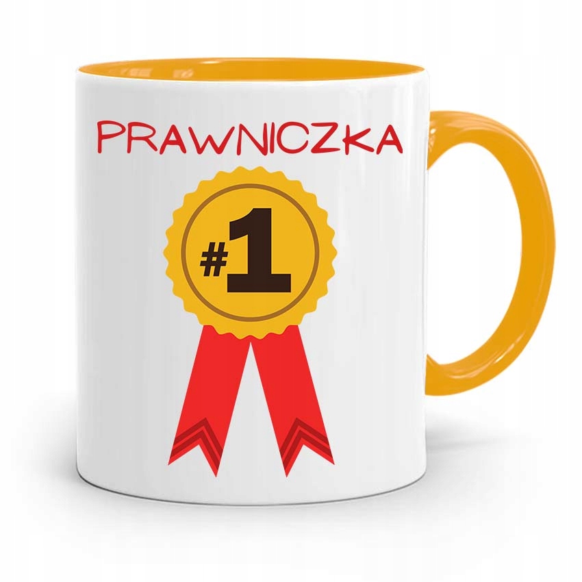 Kubek Żółty Prawnika Mecenasa Prawniczka Numer 1 Z Nadrukiem Ze Zdjęciem