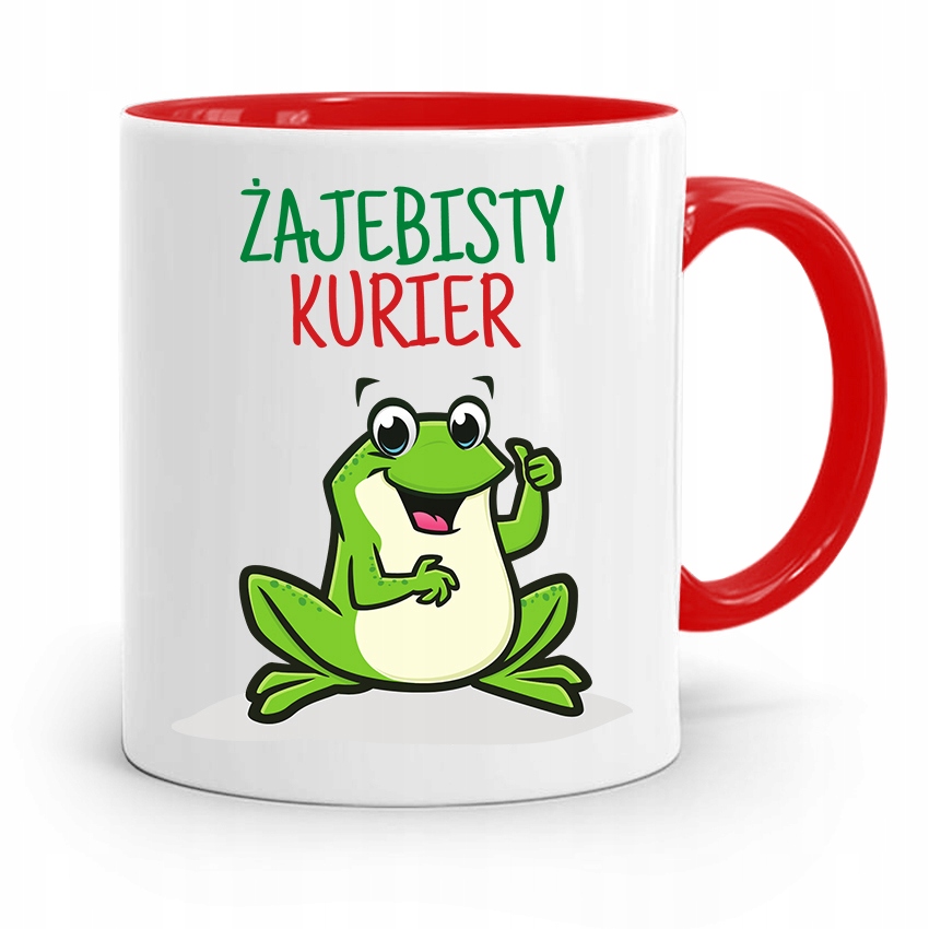 Kubek Czerwony Dla Kuriera Żajebisty Kurier Z Nadrukiem Ze Zdjęciem