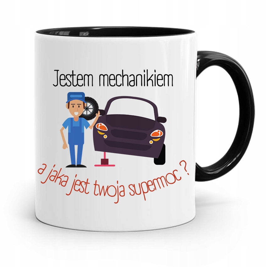 Kubek Czarny Prezent Mechanika Jestem Mechanikiem Z Nadrukiem Ze Zdjęciem