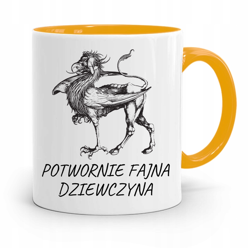 Kubek Żółty Prezent Dla Dziewczyny Potwornie Fajna Z Nadrukiem Ze Zdjęciem