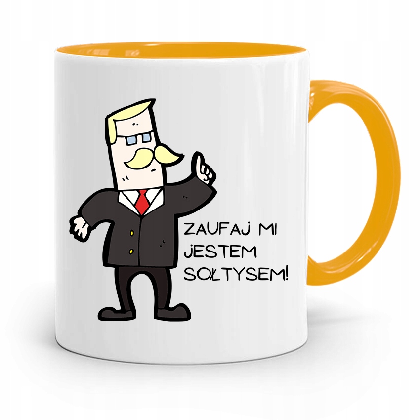 Dla Sołtysa Kubek Żółty Zaufaj Mi Jestem Sołtysem Z Nadrukiem Ze Zdjęciem