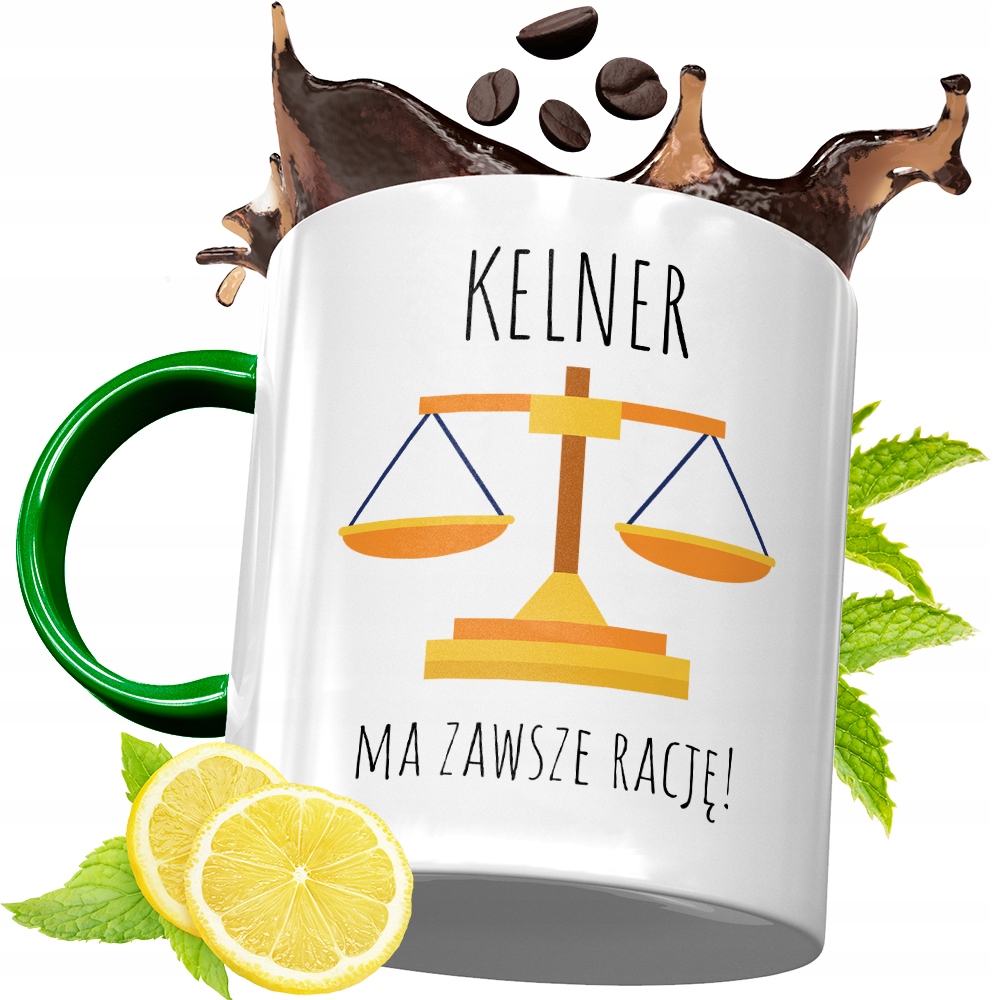 Kubek Zielony Dla Kelnera Kelnerki Na Prezent Z Nadrukiem Ze Zdjęciem