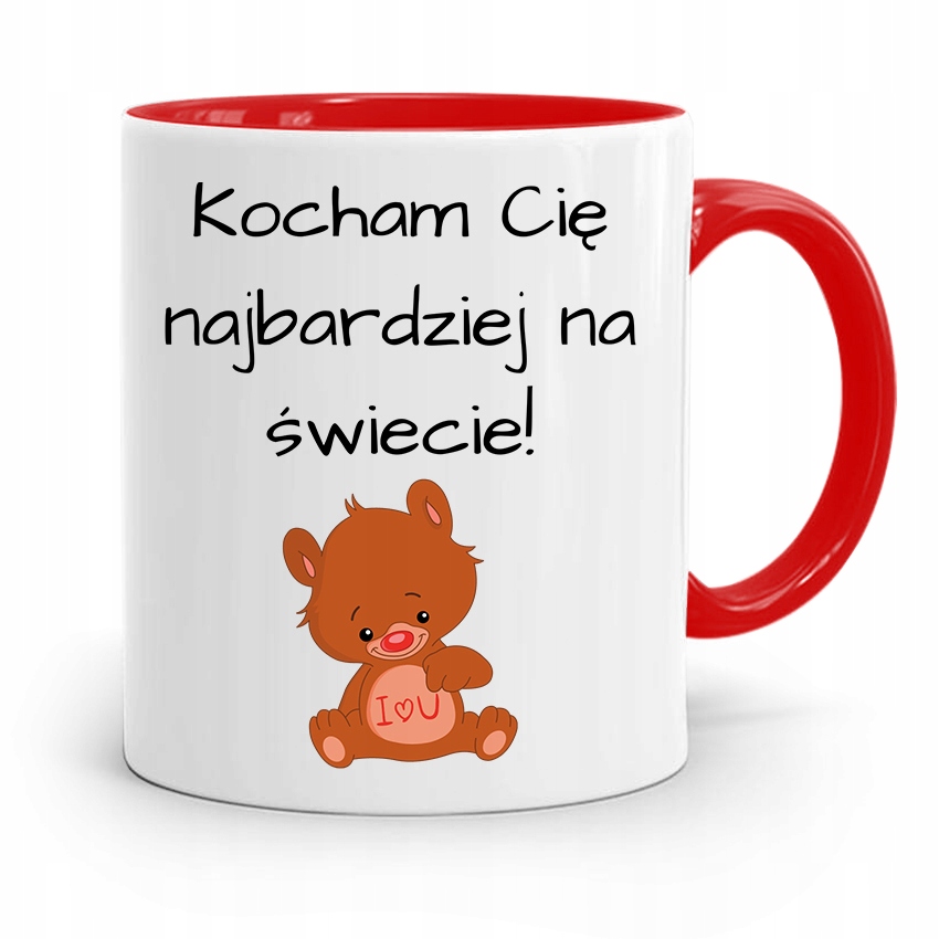 Kubek Czerwony Na Walentynki Kocham Cię Z Nadrukiem Ze Zdjęciem