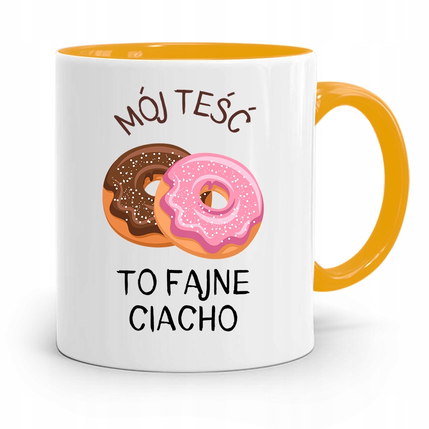 Kubek Żółty Dla Teścia Mój Teść To Fajne Ciacho Z Nadrukiem Ze Zdjęciem