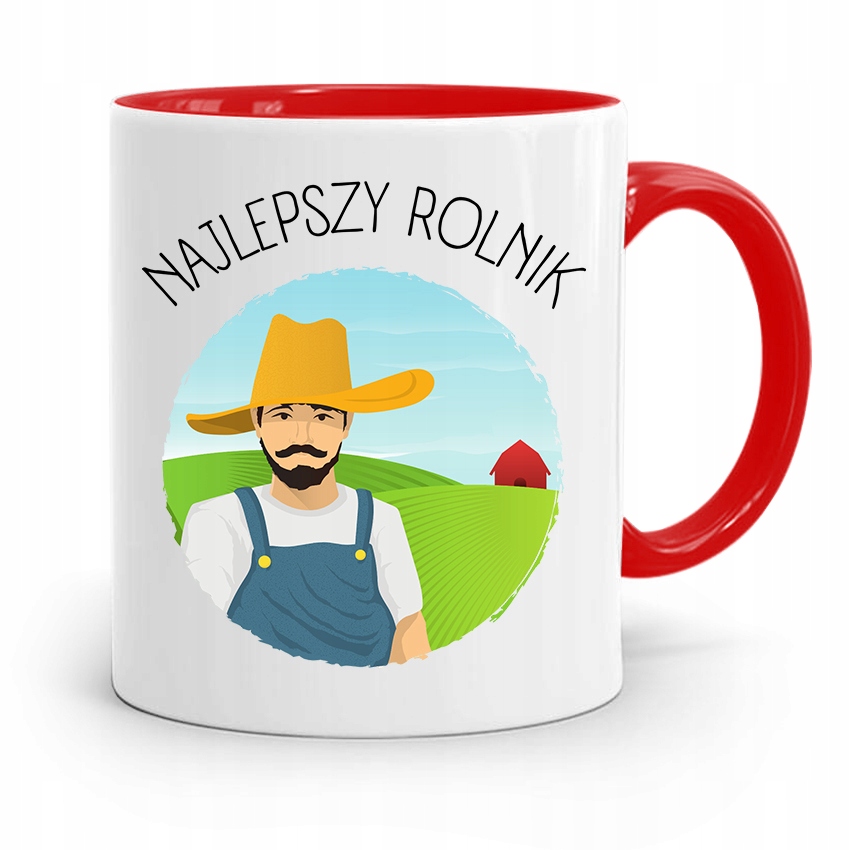 Dla Rolnika Kubek Czerwony Najlepszy Rolnik Z Nadrukiem Ze Zdjęciem