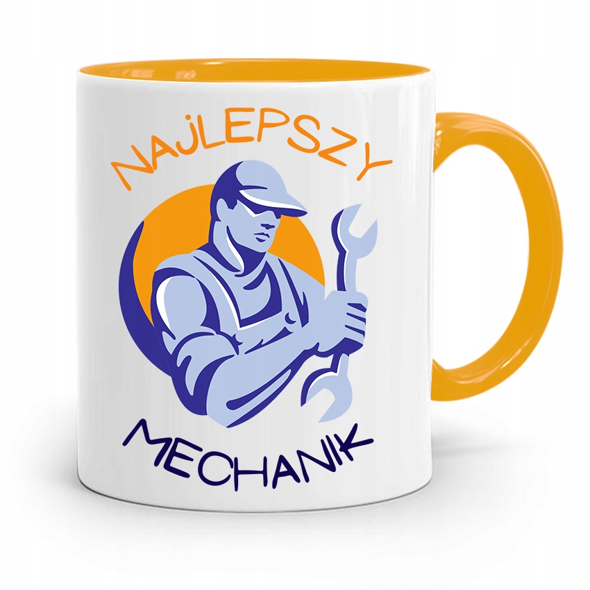 Kubek Żółty Prezent Mechanika Najlepszy Mechanik Z Nadrukiem Ze Zdjęciem