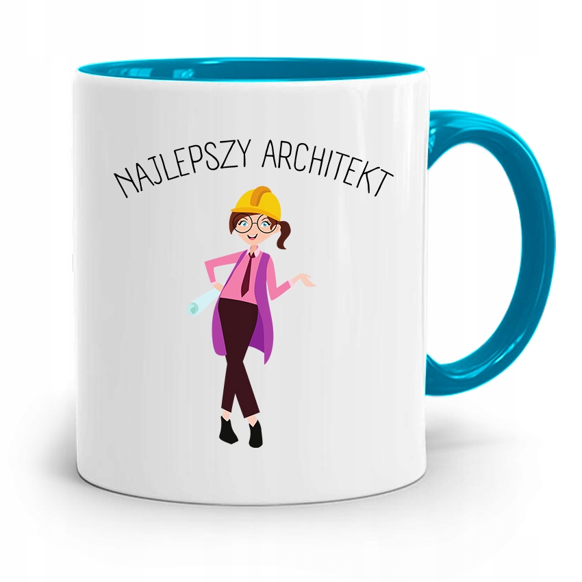 Kubek Błękitny Architekta Najlepszy Architekt Z Nadrukiem Ze Zdjęciem