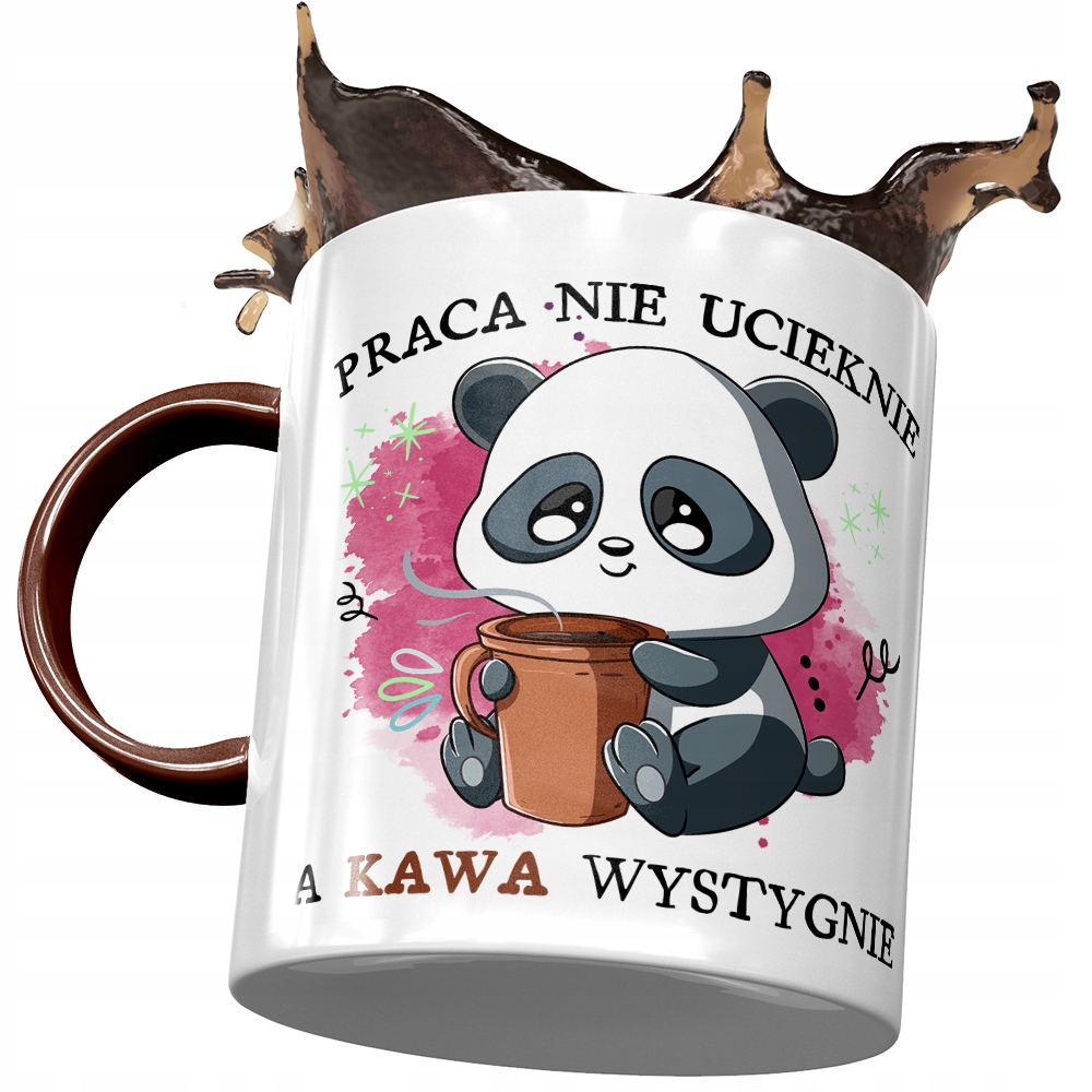 Kubek Bordowy Śmieszny Praca Nie Ucieknie Z Nadrukiem Ze Zdjęciem