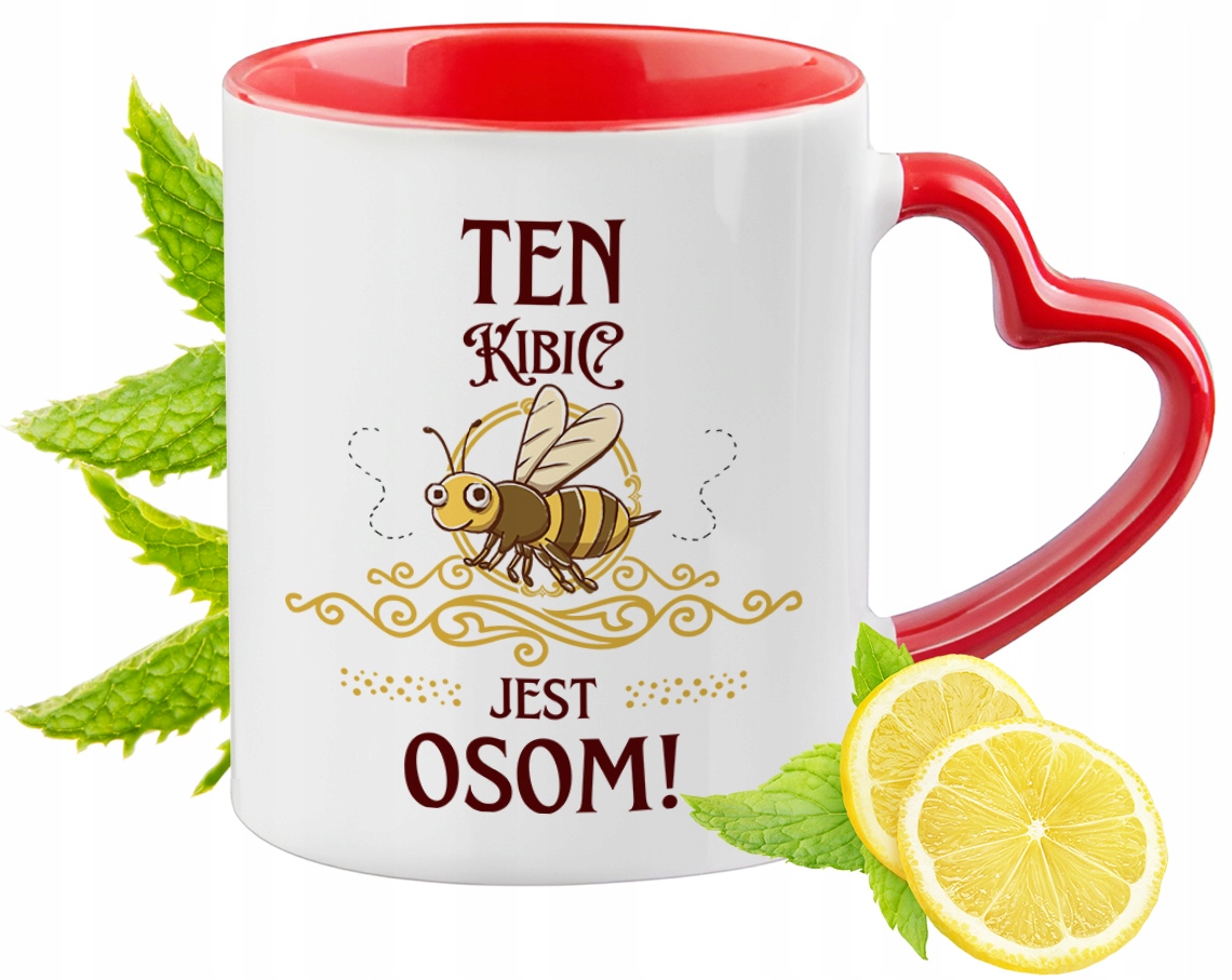 Kubek Dla Kibica Czerwony Z Uszkiem W Kształcie Serca Na Prezent