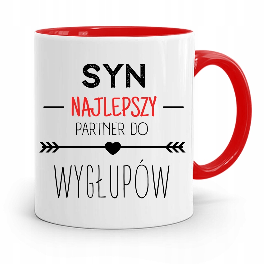Kubek Czerwony Prezent Dla Syna Najlepszy Partner Z Nadrukiem Ze Zdjęciem