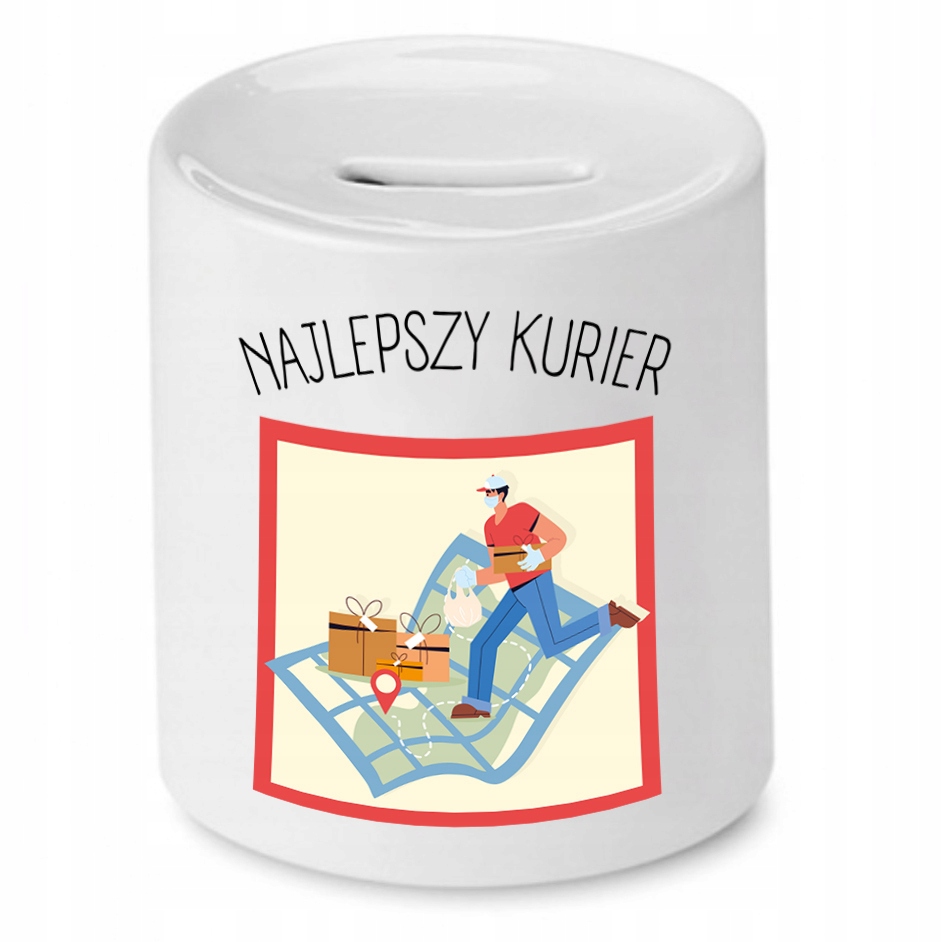 Skarbonka Dla Kuriera Najlepszy Kurier Prezent Z Nadrukiem Ze Zdjęciem