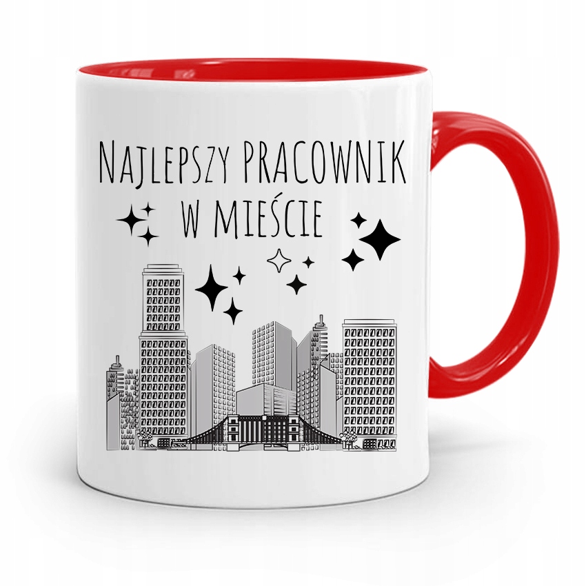 Dla Pracownika Kubek Czerwony Najlepszy W Mieście Z Nadrukiem Ze Zdjęciem