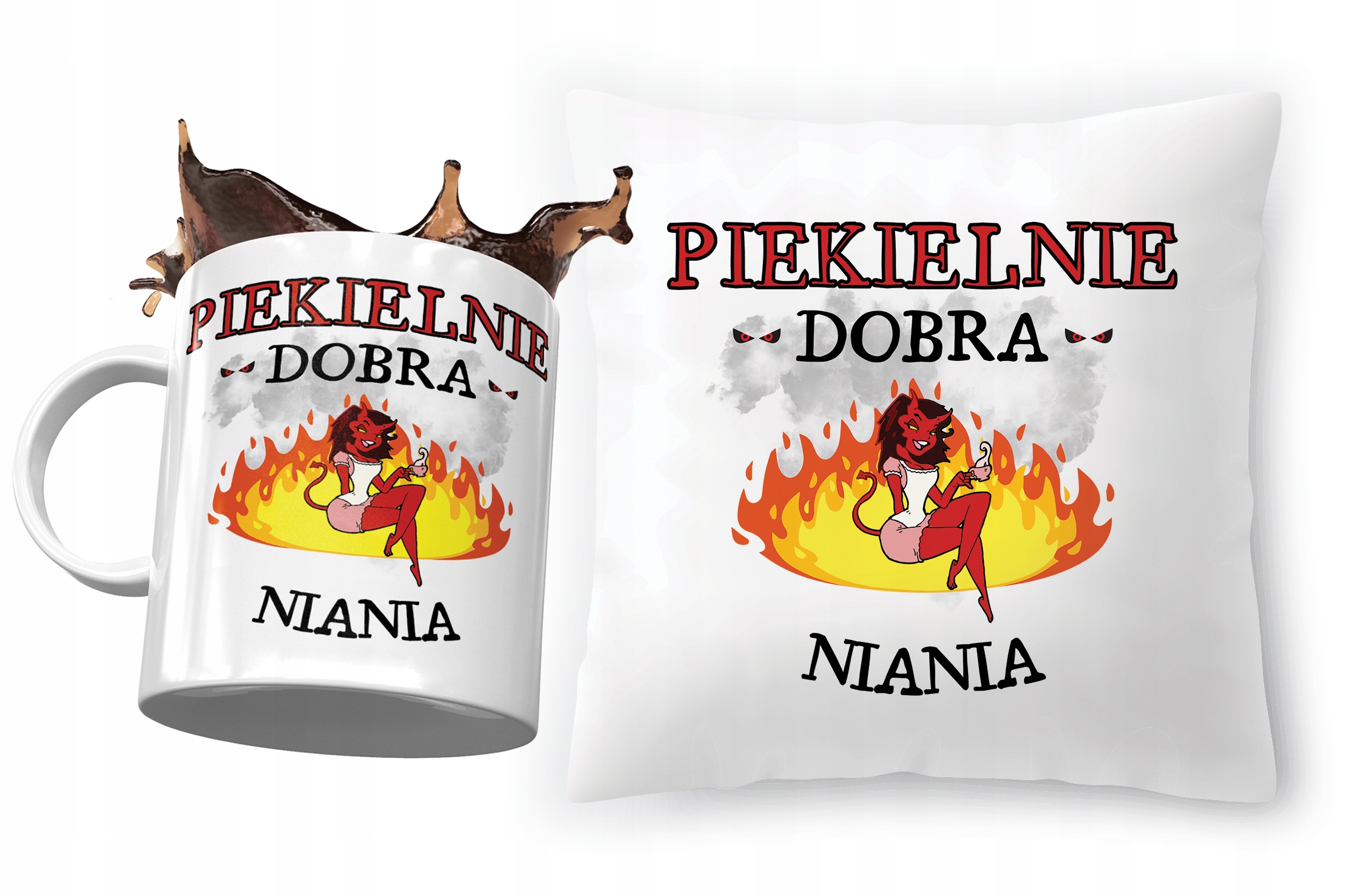 Zestaw Dla Niani Poduszka + Kubek Na Prezent Z Nadrukiem Ze Zdjęciem