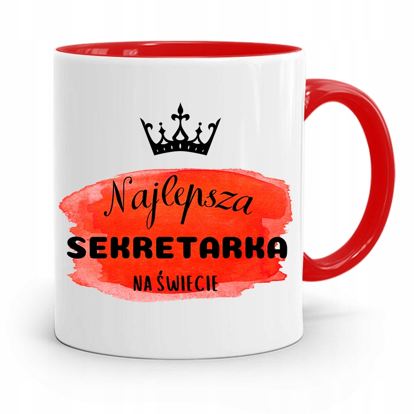 Kubek Czerwony Prezent Dla Najlepszej Sekretarki Z Nadrukiem Ze Zdjęciem