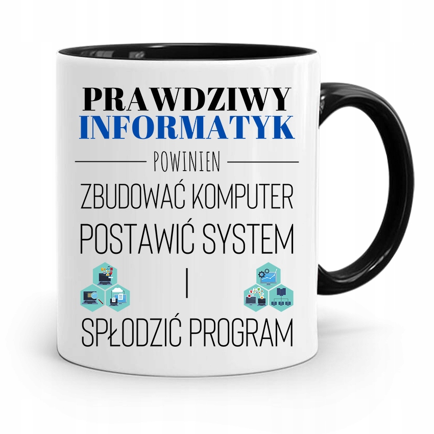 Kubek Czarny Informatyka Programisty Najlepszy Inf Z Nadrukiem Ze Zdjęciem