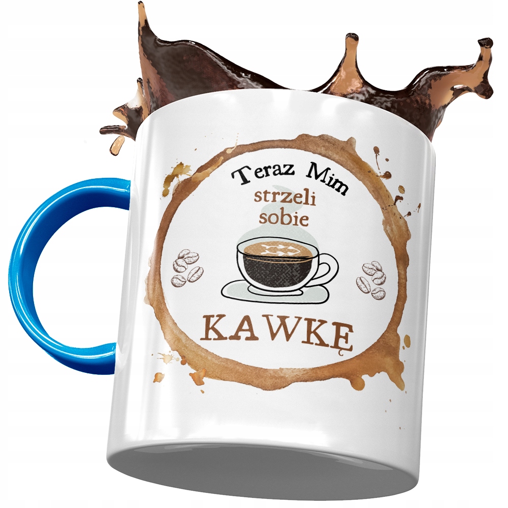 Kubek Błękitny Dla Mima Strzeli Sobie Kawkę Z Nadrukiem Ze Zdjęciem